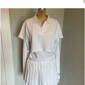 P.E.Nation- Set SZ M SET Volley Layered Long Sleeve Tee& Skirt Optic White